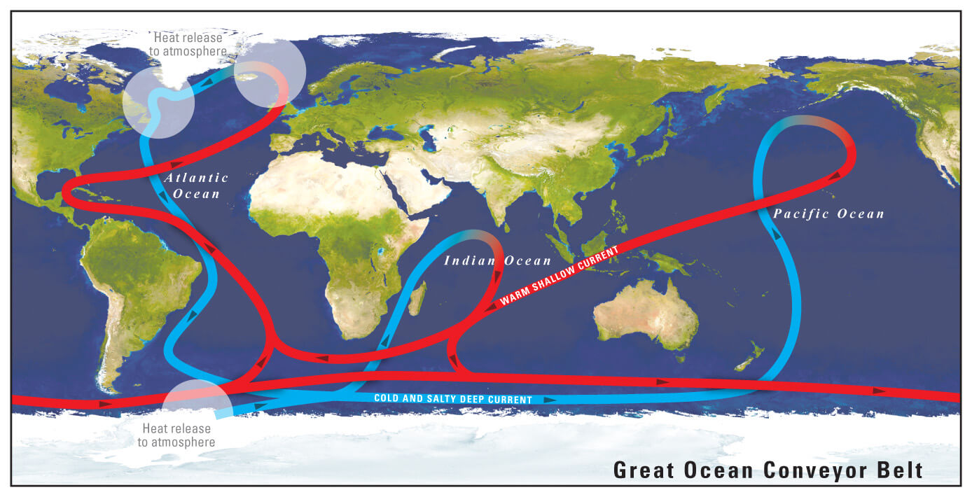 A map of what ocean currents may look like across the globe.