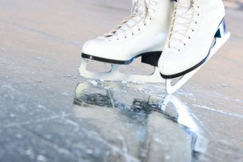 An ice skating rink shows the effects of temperature and pressure on state, freezing water into ice.