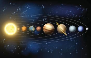 A zoomed out illustration of our solar system to depict the order of the planets from the sun, the center of our solar system.