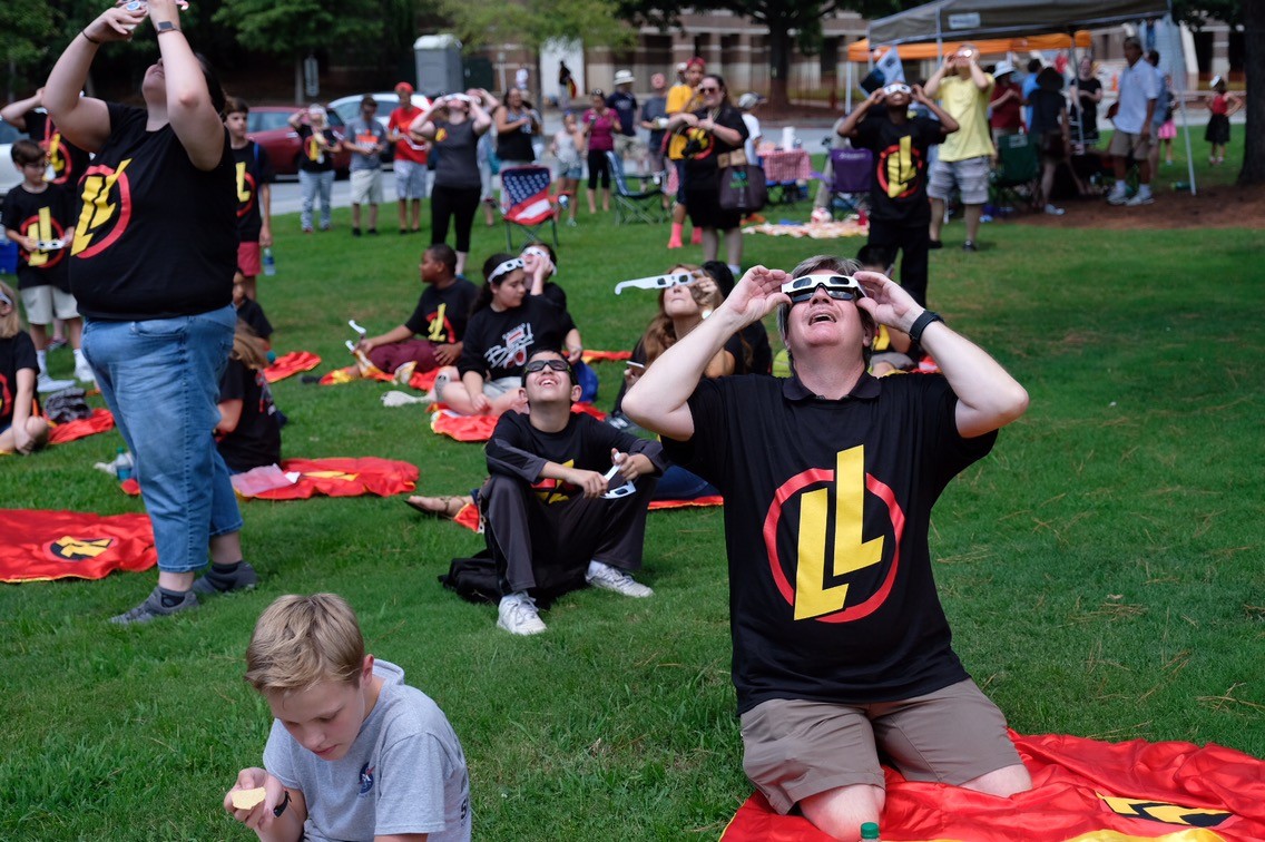 Middle school science students and teachers from Cobb County, Georgia view the Great American Eclipse with Legends of Learning on August 21, 2017.