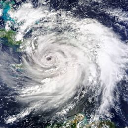 large hurricane going over land