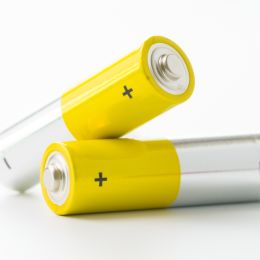2 batteries with positive and negative poles