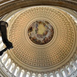 white domed ceiling of the united states capitol building