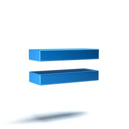 3d blue equal sign on a white background