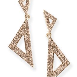 golden geometric triangle shaped jewelry studded with diamonds