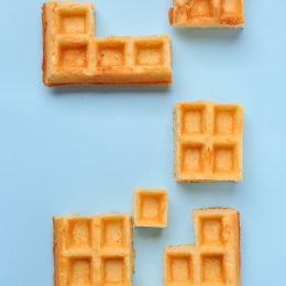 waffle cut into different geometric shapes