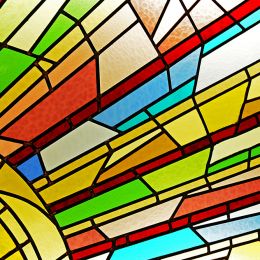 Stained glass window with colorful design