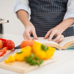 Chef reading a book