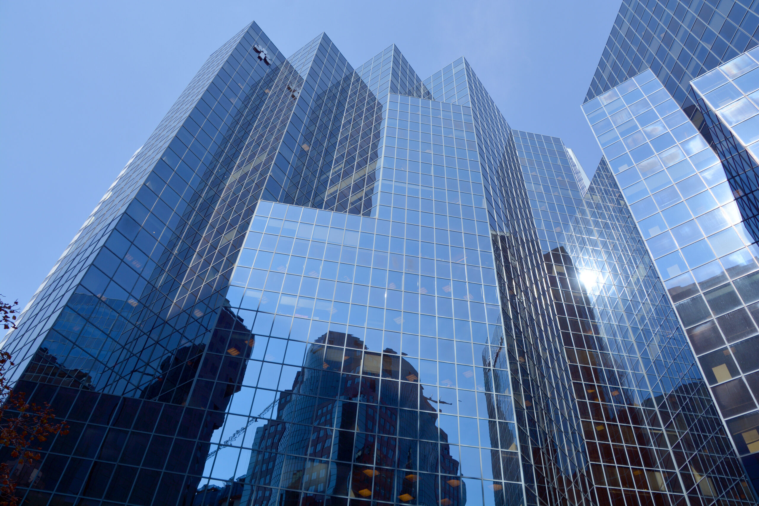 buildings resembling rectangular prisms