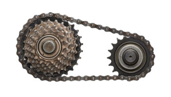 different sized wheels on a gear