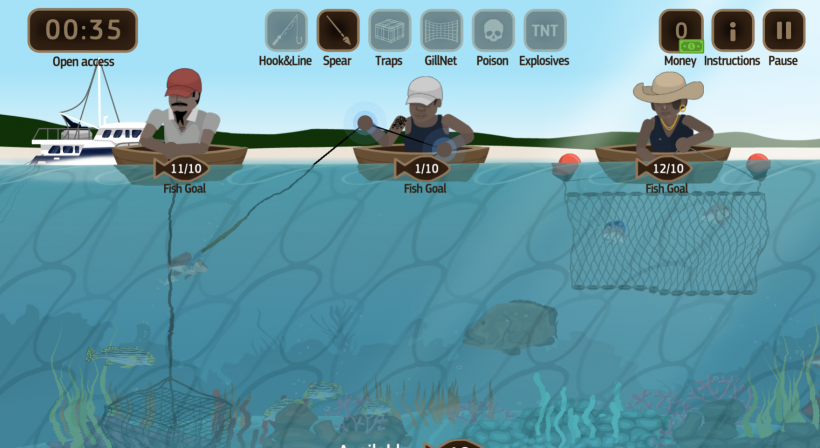 Sustainably catch fish in the game Fishing Rush