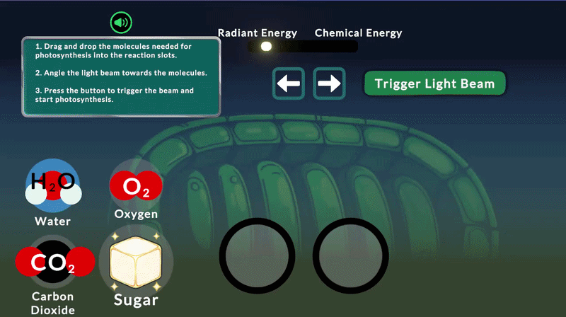 Photobiome gameplay — growing a tree with photosynthesis