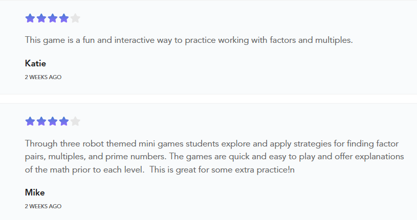 Teacher and student reviews for Robot Maths Factor Factory