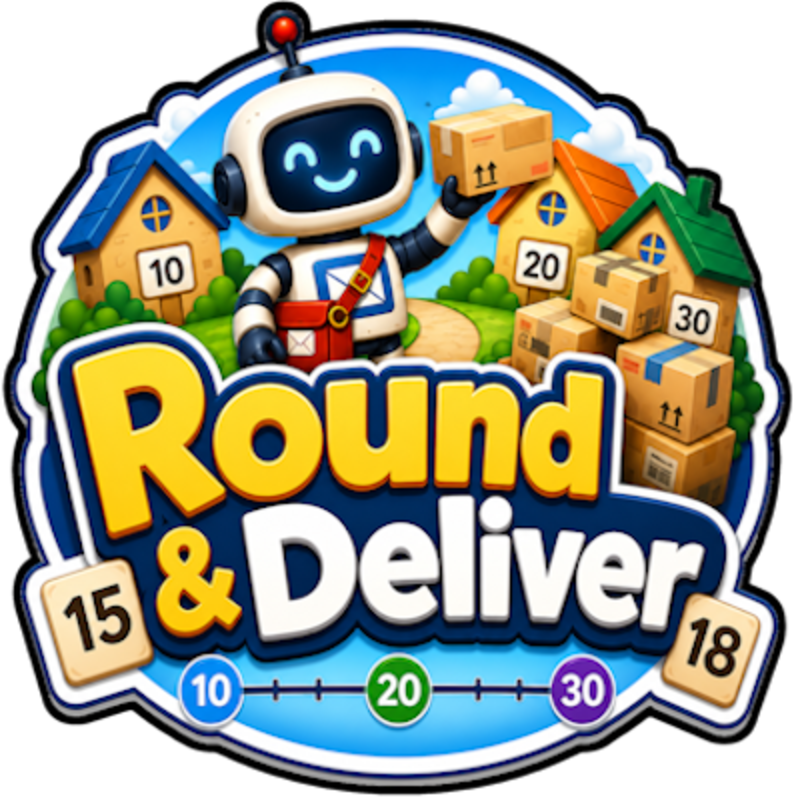 Round and Deliver — K-8 math game for rounding whole numbers